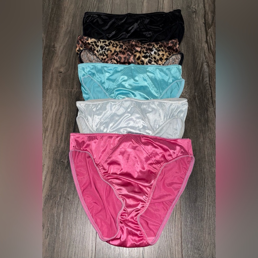 Lot Of 5 2001 Victoria’s Secret Second Skin Satin Shiny High-Cut Bikini Panties